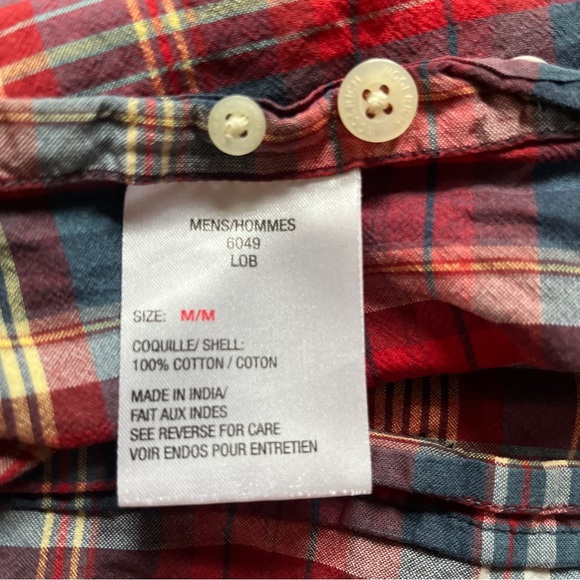 Woolrich Red Blue Plaid Short Sleeve Button Up Shirt (M) - Picture 4 of 5